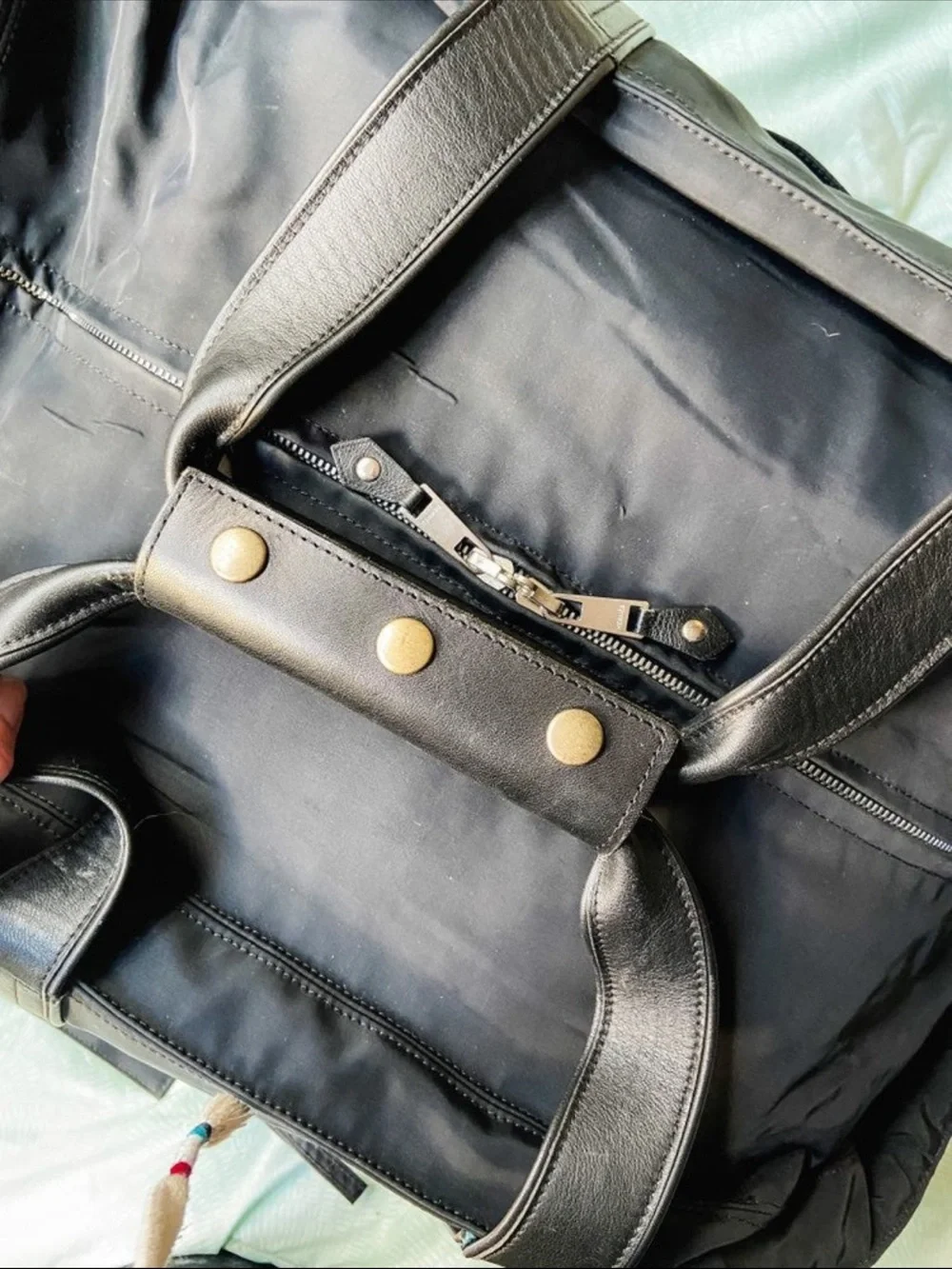 Hermes Black Men’s Duffel Bag with Leather Trim